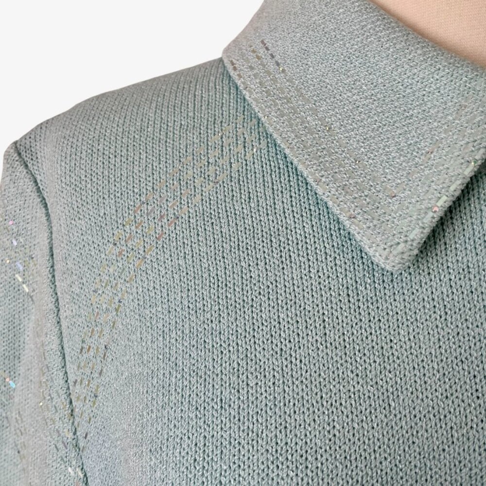 St John Evening Paillette Knit Jacket 8 Soft Blue Embellished Elegant - Picture 6 of 10